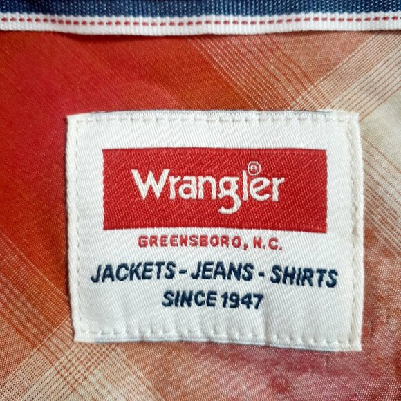 Wrangler Shirt Men's Size 2XL Cinnamon Stick Plaid Short Sleeve Collar Western - Picture 6 of 11